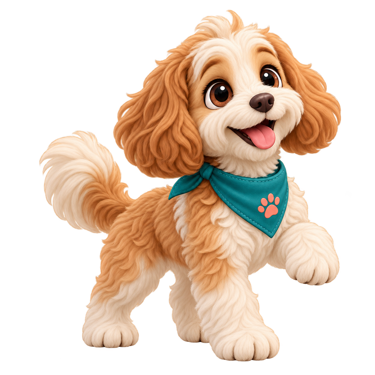 Friendly dog mascot for The GROOMing Shop App